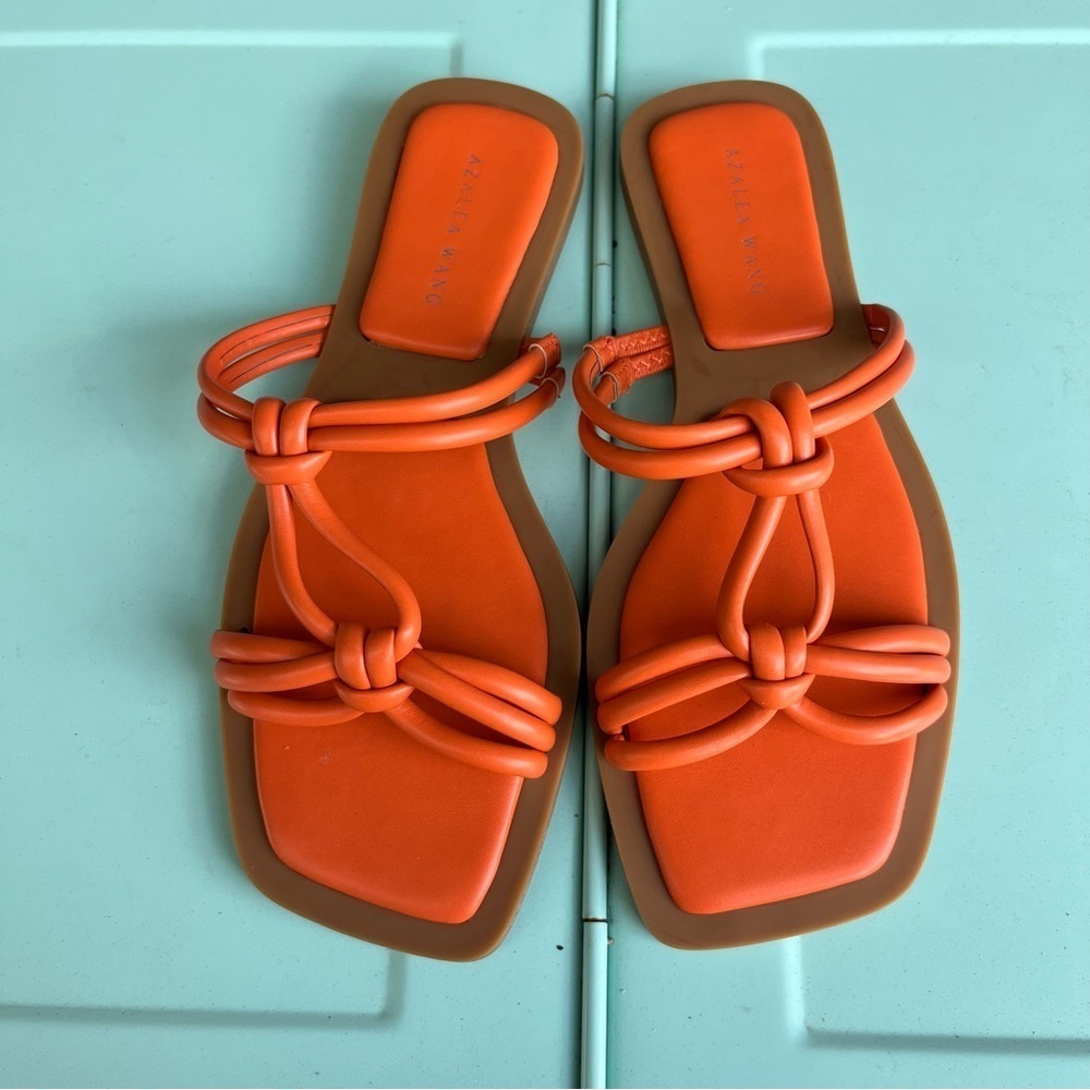Azalea Wang Tangerine Strappy Sandals 7 - Picture 3 of 6